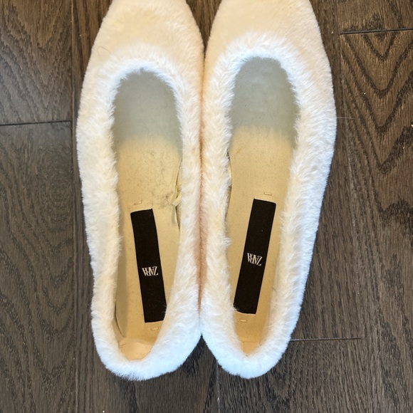 Zara Shoes - Zara Faux Fur Ballet Flats - White